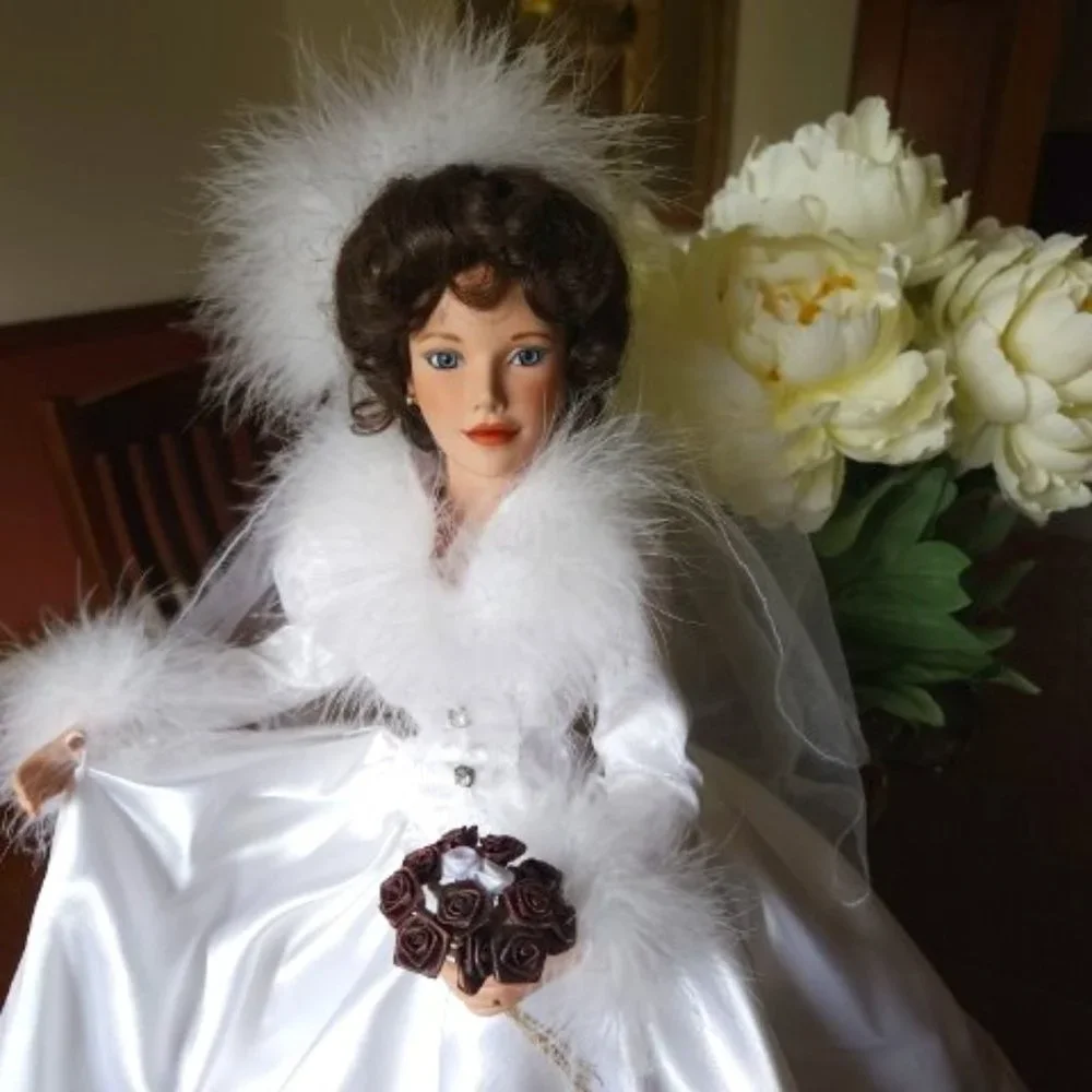 The Ashton-Drake Galleries' "Winter Romance" Porcelain Bride Doll - Picture 1 of 7